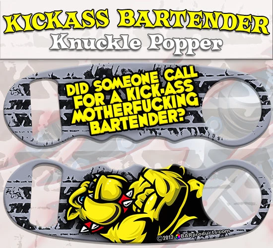 kickass-kp-label.jpg BarProducts.com Knuckle Popper Bottle Opener - Kickass Bartender Bartending Bottle Openers