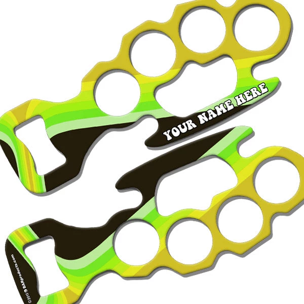 knuckle-buster-add-your-name-retro-green-brown.jpg BarProducts.com ADD YOUR NAME Knuckle Buster Bottle Opener - Retro Lines