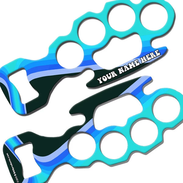 knuckle-buster-add-your-name-retro-teal.jpg BarProducts.com ADD YOUR NAME Knuckle Buster Bottle Opener - Retro Lines