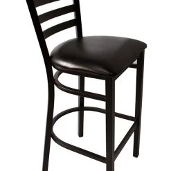 BarProducts.com BAR DECOR BarConic® Black Frame Bar Stool - Ladder Back - Black Vinyl Seat