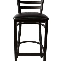 BarProducts.com BAR DECOR BarConic® Black Frame Bar Stool - Ladder Back - Black Vinyl Seat