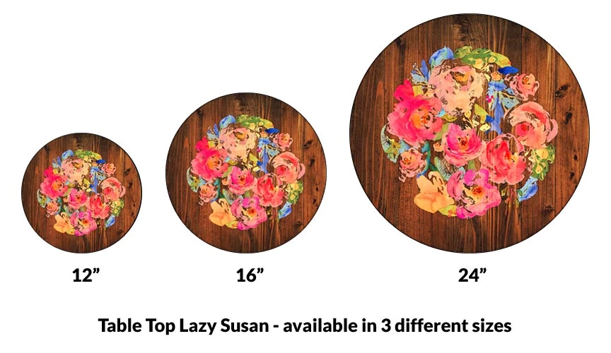 lazy-susan-3-different-sizes-comparison-customize-watercolor-flowers.jpg BarProducts.com Lazy Susan - WATERCOLOR FLOWERS - 3 Different Sizes - For Kitchen Table Top HOME BAR & GIFTS