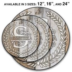 BarProducts.com HOME BAR & GIFTS ADD YOUR NAME Lazy Susan - WHITE WOOD With Leaves - 3 Different Sizes - Table Top