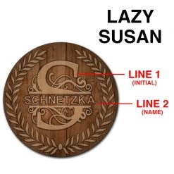 BarProducts.com ADD YOUR NAME Lazy Susan - DARK WOOD With Leaves - 3 Different Sizes - Table Top HOME BAR & GIFTS