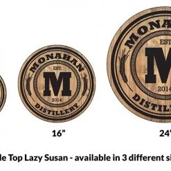 BarProducts.com Wood Lazy Susan - Add Your Name - Distillery - Size Variations