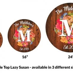 BarProducts.com HOME BAR & GIFTS ADD YOUR NAME Lazy Susan - FLORAL WATERCOLOR - 3 Different Sizes - Table Top