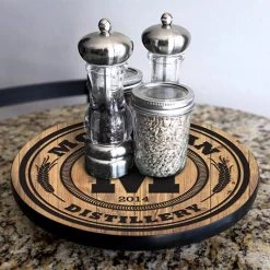 BarProducts.com Wood Lazy Susan - Add Your Name - Distillery - Size Variations