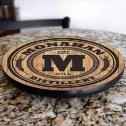 BarProducts.com Wood Lazy Susan - Add Your Name - Distillery - Size Variations