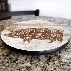 BarProducts.com HOME BAR & GIFTS Lazy Susan - PORK BUTCHER DIAGRAM - 3 Different Sizes - For Kitchen Table Top