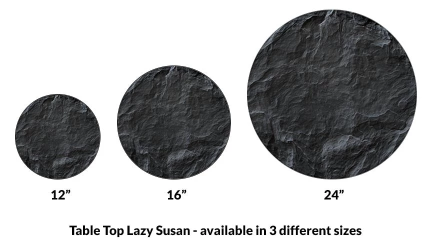 lazy-susan-wood-table-slate-comparison.jpg BarProducts.com Lazy Susan - SLATE Design - 3 Different Sizes - For Kitchen Table Top