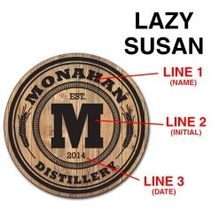BarProducts.com Wood Lazy Susan - Add Your Name - Distillery - Size Variations