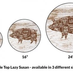 BarProducts.com HOME BAR & GIFTS Lazy Susan - PORK BUTCHER DIAGRAM - 3 Different Sizes - For Kitchen Table Top