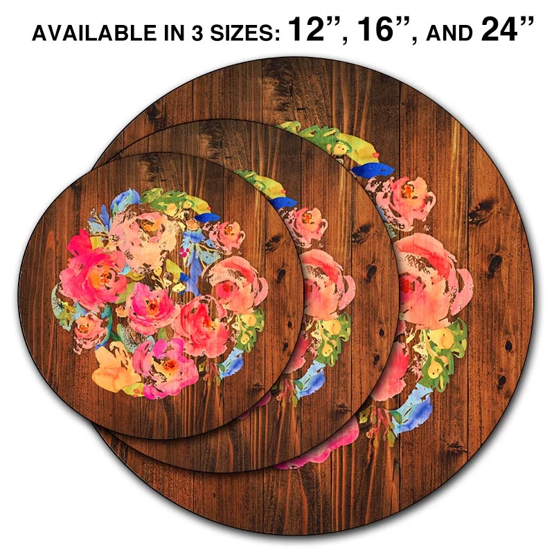 lazy-susan-wood-table-top-watercolor-flowers-comparison-overlap.jpg BarProducts.com Lazy Susan - WATERCOLOR FLOWERS - 3 Different Sizes - For Kitchen Table Top HOME BAR & GIFTS