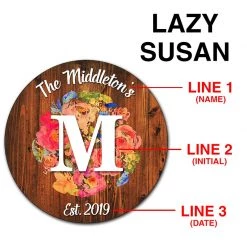 BarProducts.com HOME BAR & GIFTS ADD YOUR NAME Lazy Susan - FLORAL WATERCOLOR - 3 Different Sizes - Table Top