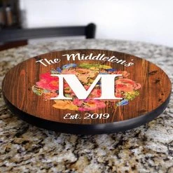 BarProducts.com HOME BAR & GIFTS ADD YOUR NAME Lazy Susan - FLORAL WATERCOLOR - 3 Different Sizes - Table Top