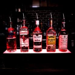 BarProducts.com SPECIAL COLLECTIONS BarConic® Acrylic Bottle Display Shelf - 1 Tier - Multi Colored Lights - Several Lengths