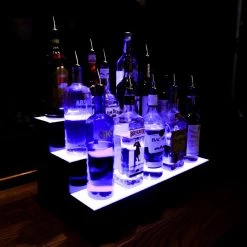 BarProducts.com BarConic® Acrylic Bottle Display Shelf - 3 Tier - Multi Colored Lights - Several Lengths LED Liquor Shelves / Bottle Displays