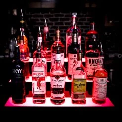 BarProducts.com BarConic® Acrylic Bottle Display Shelf - 3 Tier - Multi Colored Lights - Several Lengths LED Liquor Shelves / Bottle Displays