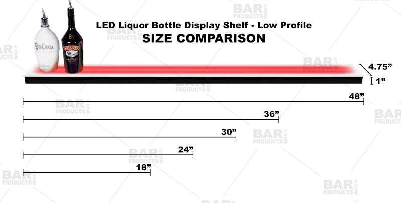 led-liquor-bottle-display-shelf-low-profile-1-tier-bpc-4_1.jpg BarProducts.com BAR DECOR BarConic® LED Liquor Bottle Display Shelf - Low Profile - 1 Step - Black - Multi Colored Lights