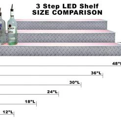 BarProducts.com BarConic® LED Liquor Bottle Display Shelf - 3 Steps - Diamond Plate Print - Several Lengths 5 BarProducts.com BarConic® LED Liquor Bottle Display Shelf - 3 Steps - Diamond Plate Print - Several Lengths