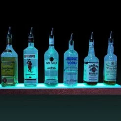 BarProducts.com BAR DECOR BarConic® LED Liquor Bottle Display Shelf - Low Profile - 1 Step - Aged Bronze - Several Lengths