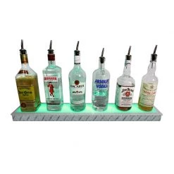 BarProducts.com BarConic® LED Liquor Bottle Display Shelf - Low Profile - 1 Step - Diamond Plate Print - Several Lengths BAR DECOR
