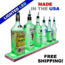 BarProducts.com BAR DECOR BarConic® LED Liquor Bottle Display Shelf - Low Profile - 1 Step - Aged Bronze - Several Lengths
