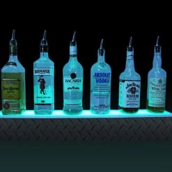 BarProducts.com BarConic® LED Liquor Bottle Display Shelf - 1 Step - Diamond Plate Print - Several Lengths