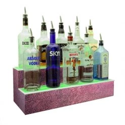 BarProducts.com BarConic® LED Liquor Bottle Display Shelf - 2 Steps - Aged Bronze - Several Lengths