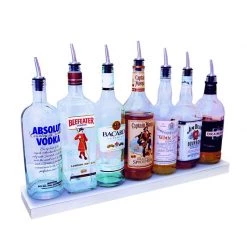 BarProducts.com BAR DECOR BarConic® LED Liquor Bottle Display Shelf - Low Profile - 1 Step - Polished Mirrored Metal - Several Lengths 5 BarProducts.com BAR DECOR BarConic® LED Liquor Bottle Display Shelf - Low Profile - 1 Step - Polished Mirrored Metal - Several Lengths