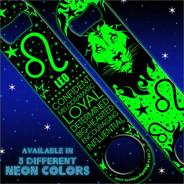 leo-neon-speed-opener-green1.jpg BarProducts.com Bartending Bottle Openers Kolorcoat™ NEON Zodiac Speed Bottle Opener - LEO