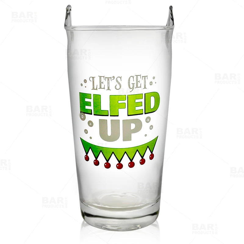 lets_get_elfed_up_drinking_glass_800_bpc1.jpg BarProducts.com Elfed Up Beer Glass - 16oz