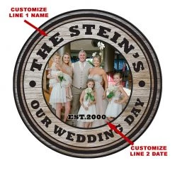 BarProducts.com Custom Wood Barrel Top - WEDDING -18" Diameter