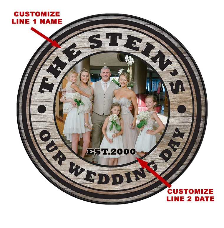 lg-bt-kc-barr-sign-wedding-web1.jpg BarProducts.com Custom Wood Barrel Top - WEDDING -18" Diameter