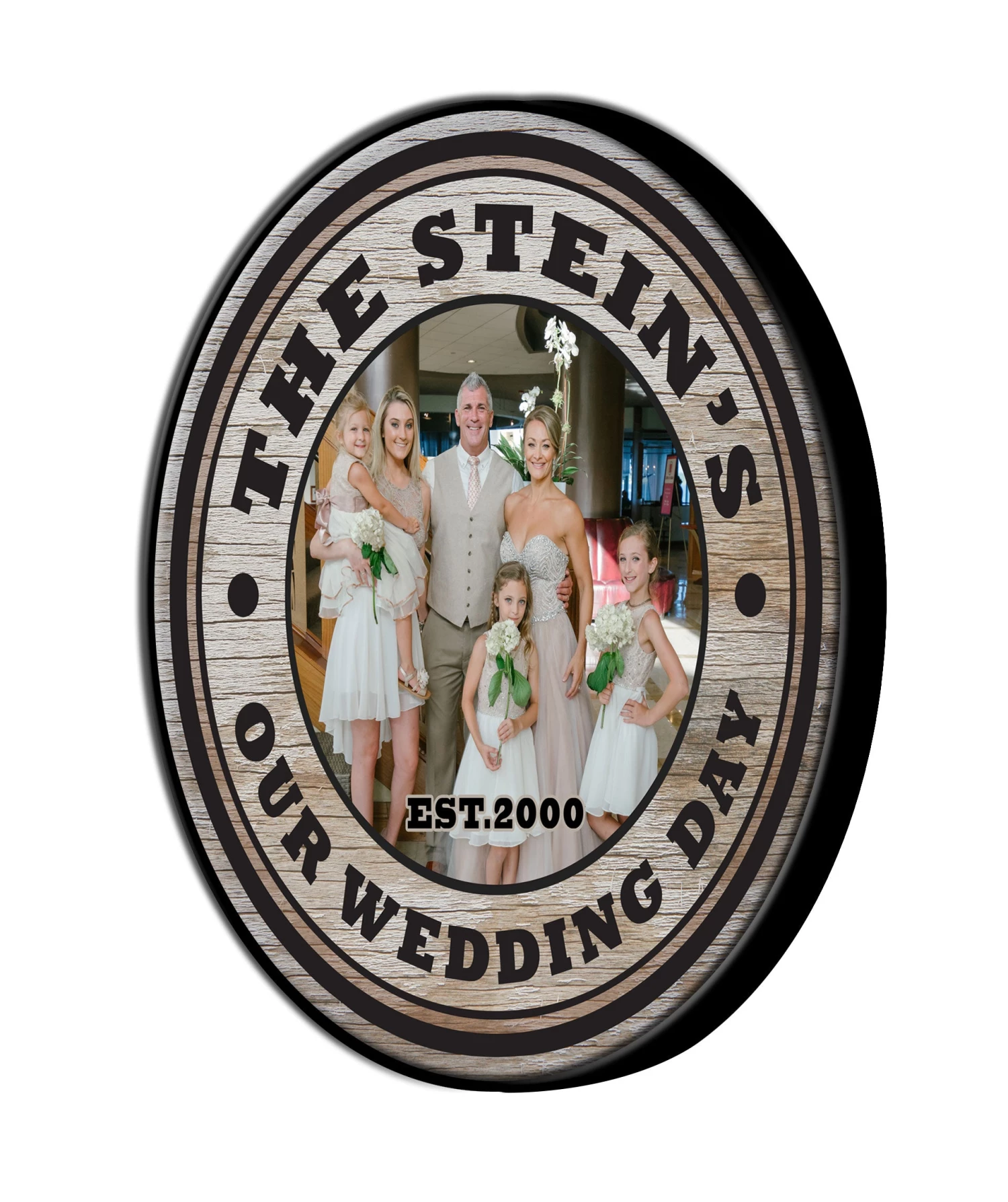 lg-bt-kc-barr-sign-wedding-web2.jpg BarProducts.com Custom Wood Barrel Top - WEDDING -18" Diameter