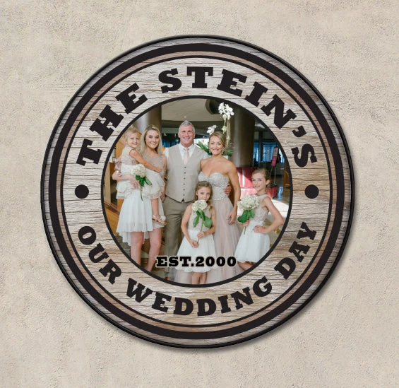 lg-bt-kc-barr-sign-wedding-web3.jpg BarProducts.com Custom Wood Barrel Top - WEDDING -18" Diameter