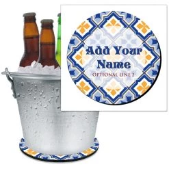 BarProducts.com ADD YOUR NAME - Beer Bucket Coaster - Spanish Tile Pattern