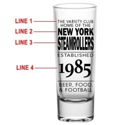 BarProducts.com BAR SUPPLIES CUSTOMIZABLE - 2oz Tall Clear Shot Glass - Football