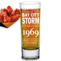 BarProducts.com BAR SUPPLIES CUSTOMIZABLE - 2oz Tall Clear Shot Glass - Football