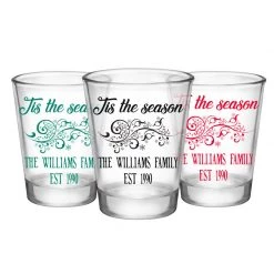 BarProducts.com CUSTOMIZABLE - 1.75oz Clear Shot Glass- Tis The Season BAR SUPPLIES