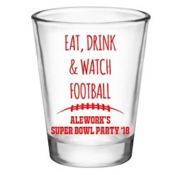 BarProducts.com CUSTOMIZABLE - 1.75oz Clear Shot Glass - Eat, Drink, & Watch Football BAR SUPPLIES