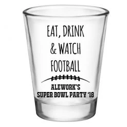 BarProducts.com CUSTOMIZABLE - 1.75oz Clear Shot Glass - Eat, Drink, & Watch Football BAR SUPPLIES