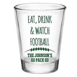 BarProducts.com CUSTOMIZABLE - 1.75oz Clear Shot Glass - Eat, Drink, & Watch Football BAR SUPPLIES