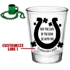 BarProducts.com CUSTOMIZABLE - 1.75oz Clear Shot Glass - Luck Of The Irish