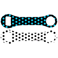 BarProducts.com Kolorcoat™ Dog Bone Bottle Opener - Blue, Black And White Polka Dots