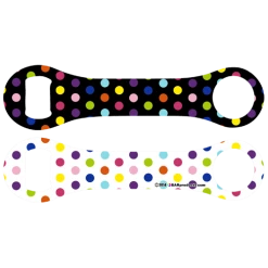 BarProducts.com PRODUCT DESIGNER Kolorcoat™ Dog Bone Bottle Opener - Colorful Polka Dots