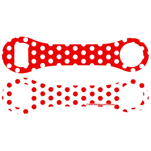 lg-op-db-pd-rdwht_2.png BarProducts.com PRODUCT DESIGNER Kolorcoat™ Dog Bone Bottle Opener - Red And White Polka Dots