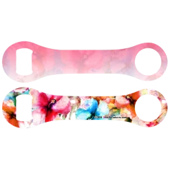 BarProducts.com PRODUCT DESIGNER Kolorcoat™ Dog Bone Bottle Opener - Watercolor Hibiscus
