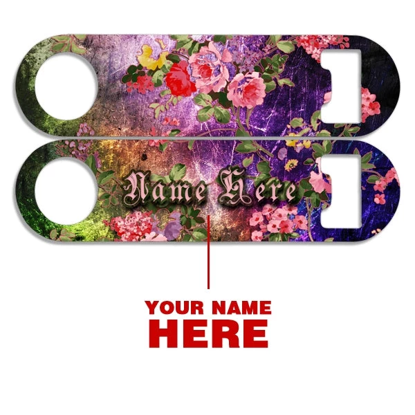 lg-op-sm-gflrs_web2_1.jpg BarProducts.com Bartending Bottle Openers CUSTOMIZABLE Skinny Mini Bottle Opener - Grunge Flowers