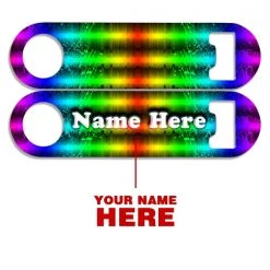 BarProducts.com CUSTOMIZABLE Skinny Mini Bottle Opener - Grunge Rainbow Bartending Bottle Openers